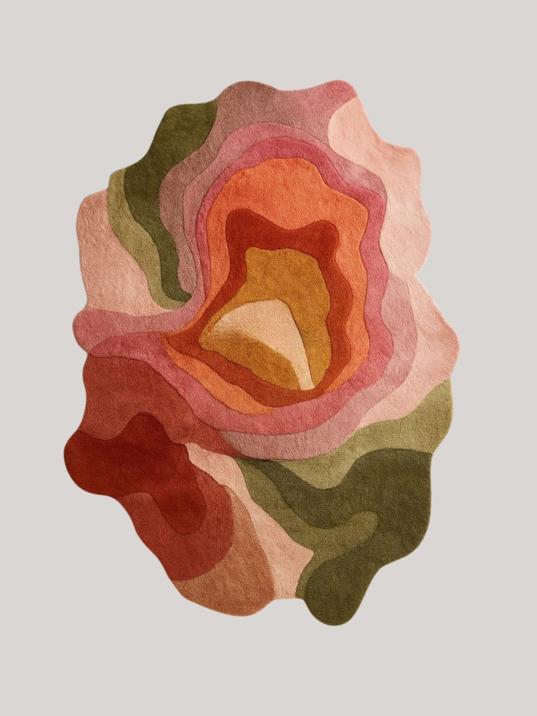 MuntahafinerugsIndia, Handmade Abstract Irregular Shape Wool Rug