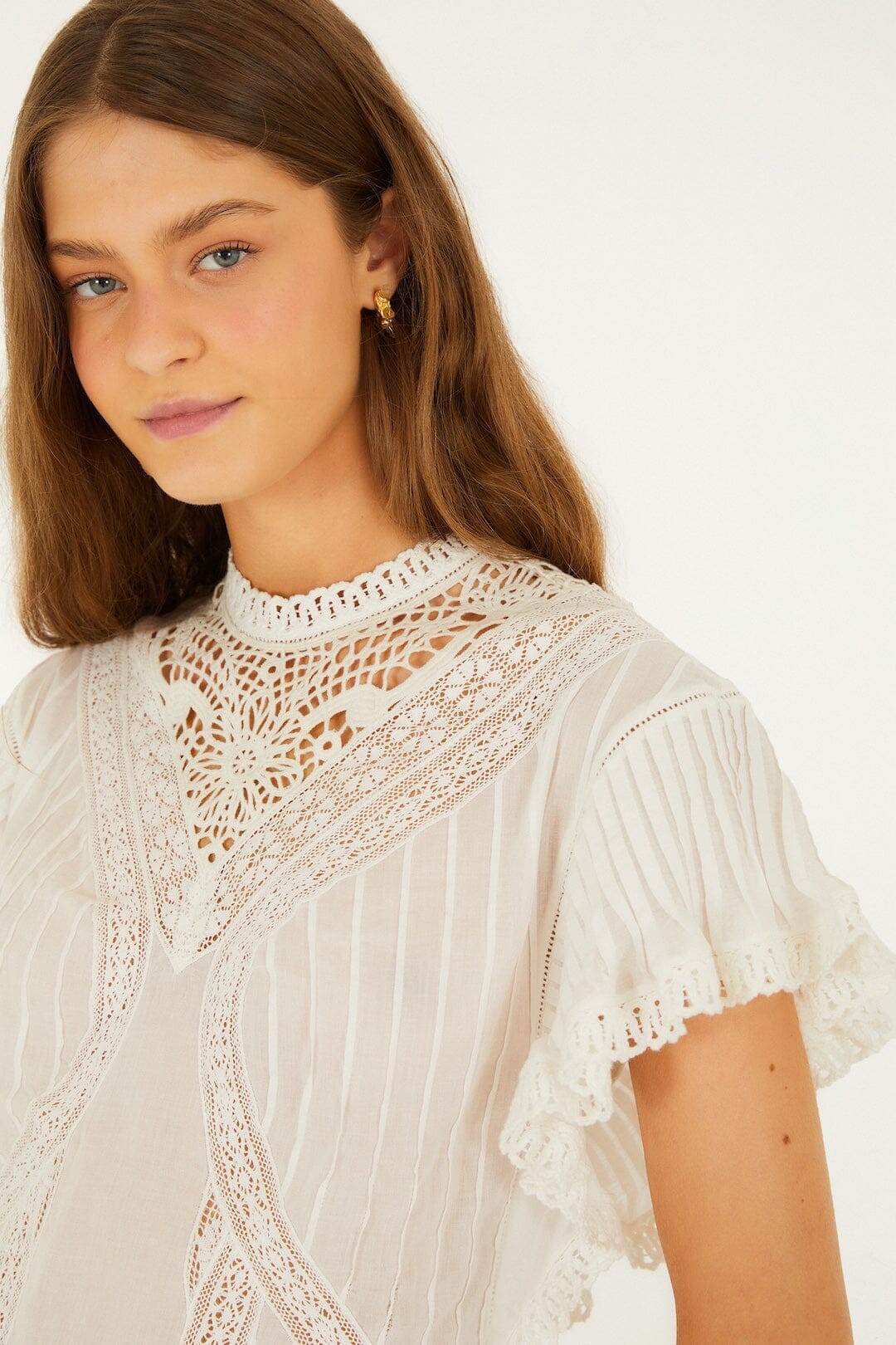 FARM RIO , Swan Lake Guipure Shirt