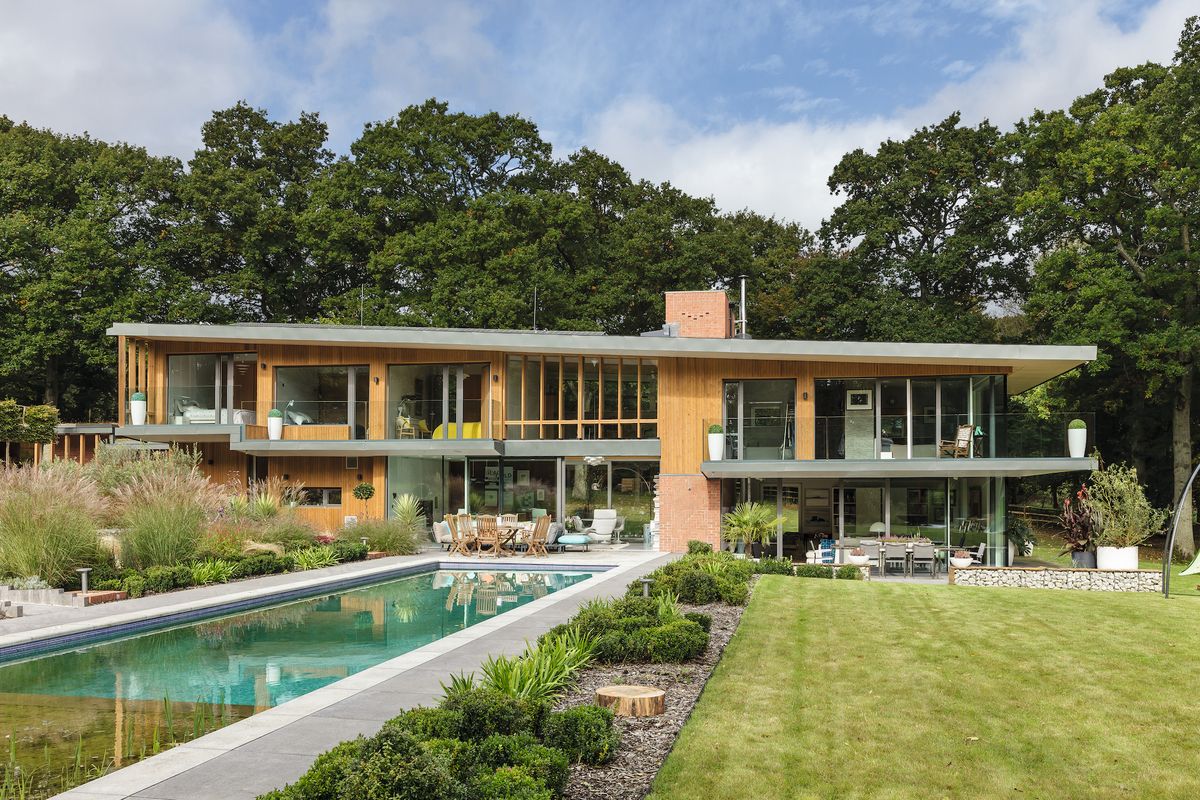 modern self build with outdoor pool and large garden