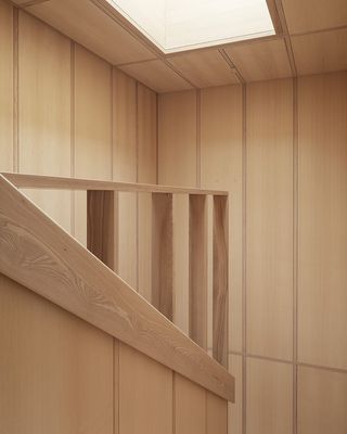 timber staircase inside Berlin house by OSullivan Skoufoglou