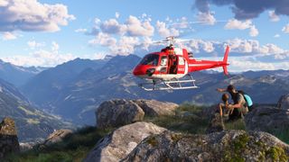 En helikopterräddning i Microsoft Flight Simulator 2024.