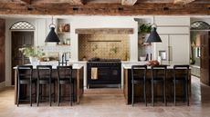 kitchen with double island from fixer upper 