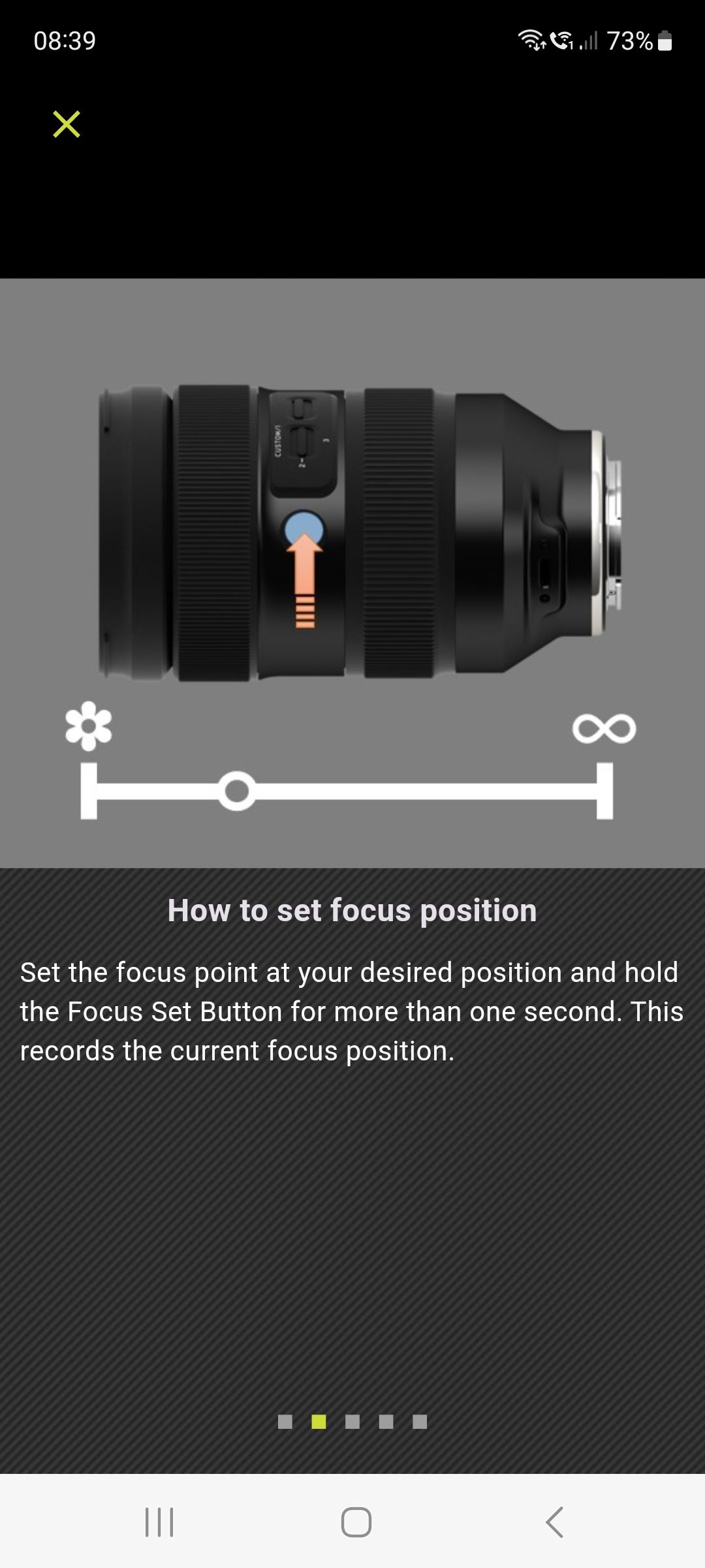 Tamron-Link smartphone app screengrab