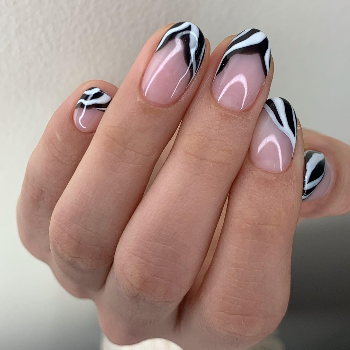 Zebra print French tip nails