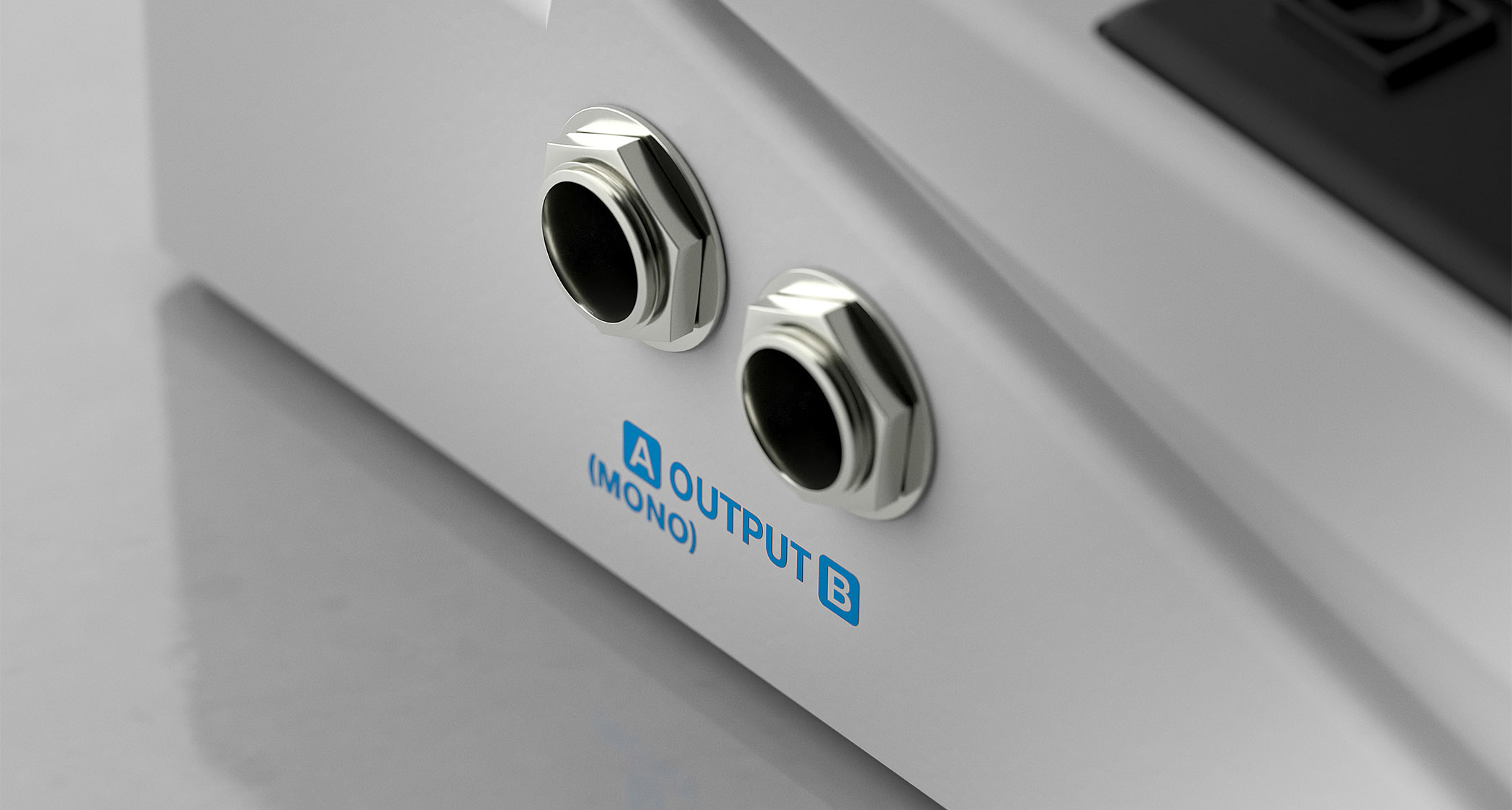 Boss PX-1 Plugout FX: the white compact series pedal has blue knobs, digital display, and is a platform for 16 digitally modelled Boss effects, one of which is available at a time.