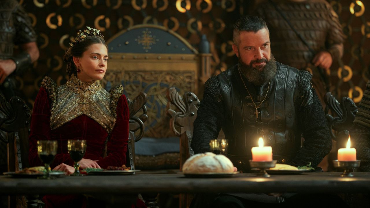 Laura Berlin and Bradley Freegard in Vikings: Valhalla