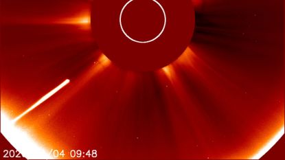 Screengrab of the video footage showing the comet streaking toward the sun