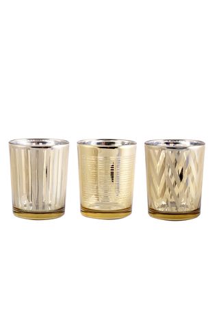 Set of 3 Gold Glass Tealight Holders, £5