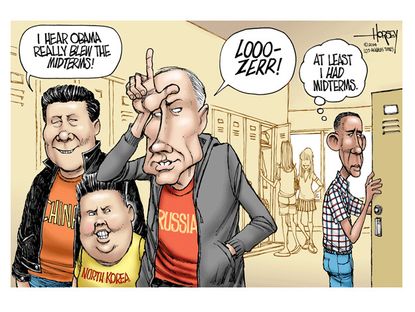 Obama cartoon Russia North Korea China midterms