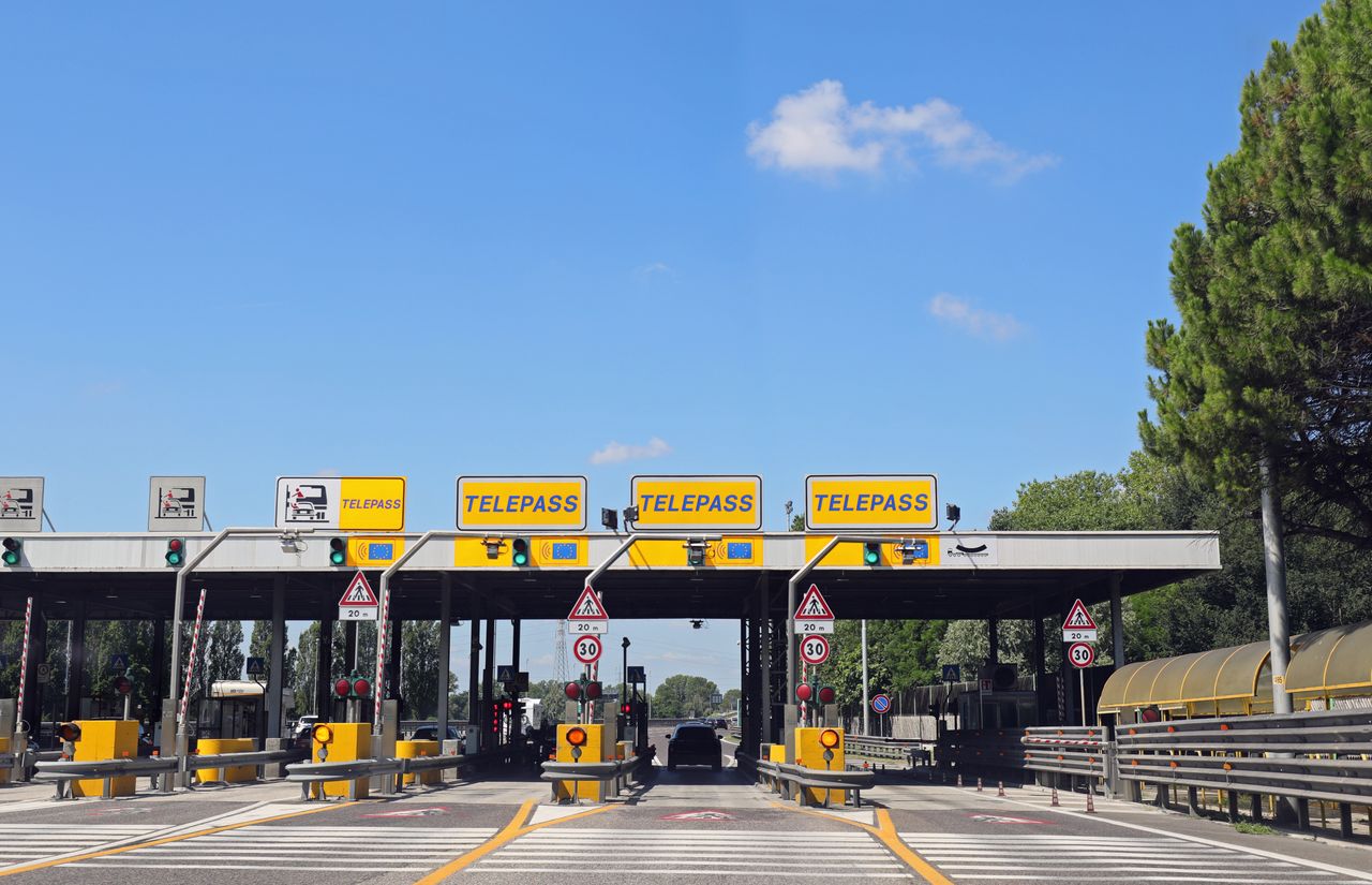 Telepass motorway toll gates in Italy