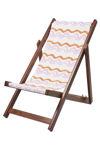 wooden deck chair with pretty wave pattern 