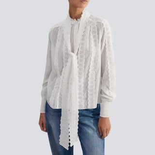 Cotton Broderie Blouse + Tie