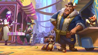 Pyg stands next to a furry critter.