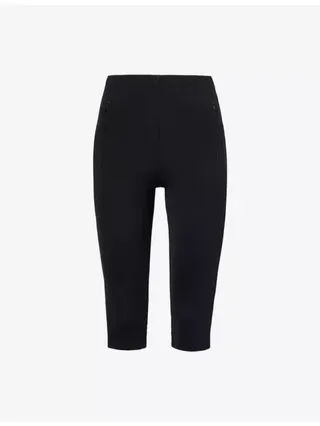 Stretchy woven cropped leggings with zip pockets