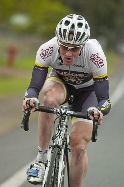Peter Herzig (Team Budget Forklifts) broke away on the first lap in a bold move to try and disrupt the plans of others.