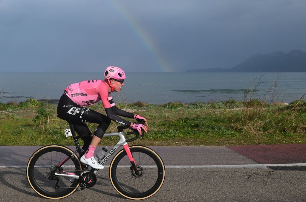 ALCUDIA SPAIN JANUARY 26 Hugh J Carthy of The United Kingdom and Team EFEasyPost competes during the 32nd Challenge Ciclista Mallorca 2023 Trofeo Ses Salines Alcdia a 1586km one day race from Ses Salines to Por DAlcdia ChallengeMallorca on January 26 2023 in Alcudia Spain Photo by Dario BelingheriGetty Images