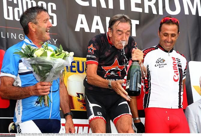 Herman Van Springel might be a bit out of practice with the podium champagne