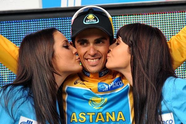 Alberto Contador Velasco (Astana) is all smiles as his third Grand Tour victory gets closer to becoming official.