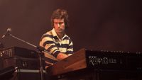 British Pop and Rock musician Tony Banks of the group Genesis performs onstage at the Poplar Creek Music Theater, Hoffman Estates, Illinois, October 2, 1982. (Photo by Paul Natkin/Getty Images)