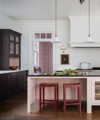 heritage and contemporary style kitchen colorful cabinetry