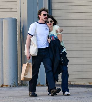 Gracie Abrams and Paul Mescal wearing matching outfits in New York City