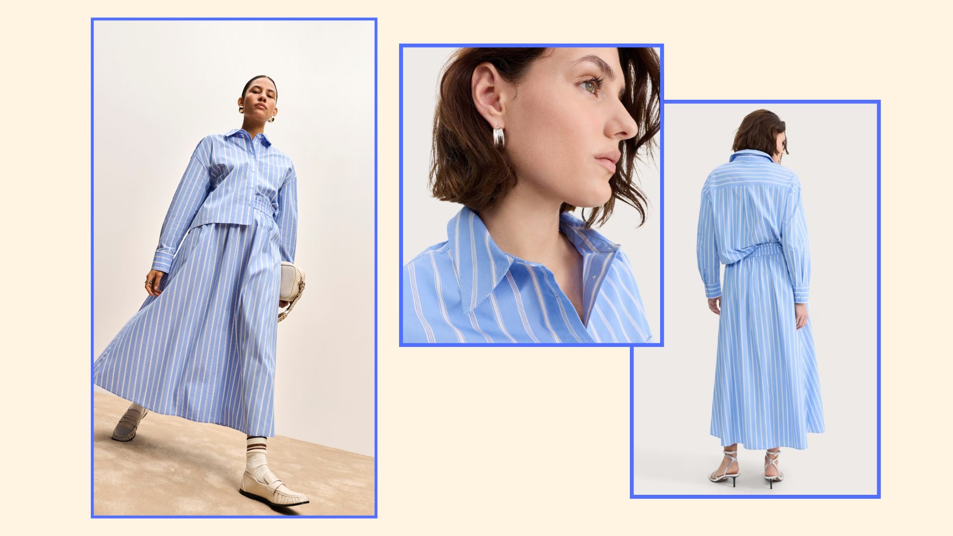 a model wearing the F&amp;F striped co-ord set