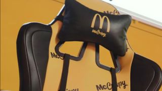 The McDonald&#039;s McCrispy gaming chair up close.