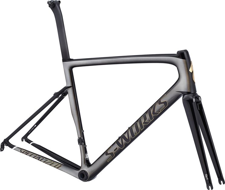 The Specialized S-Works Tarmac Sagan Superstar edition frameset is an SL6 carbon frame in the world champion's custom paint scheme