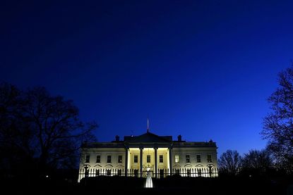 The White House at night.