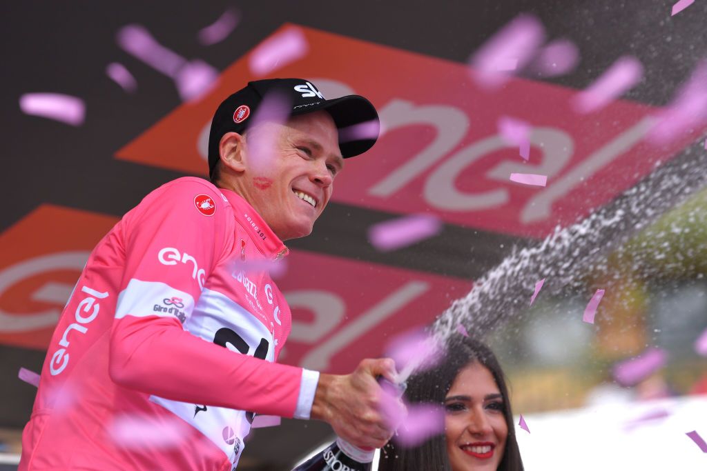 Chris Froome in his first maglia rosa