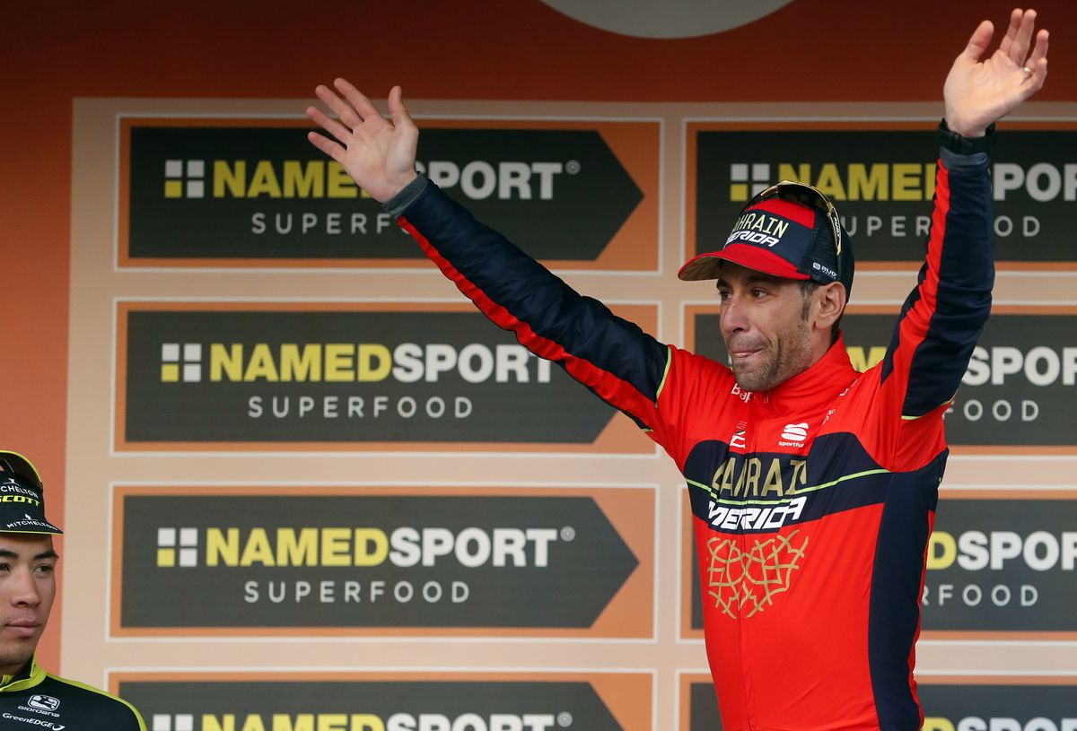 Vincenzo Nibali celebrates his victory
