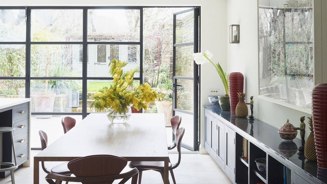 kitchen with glass doors