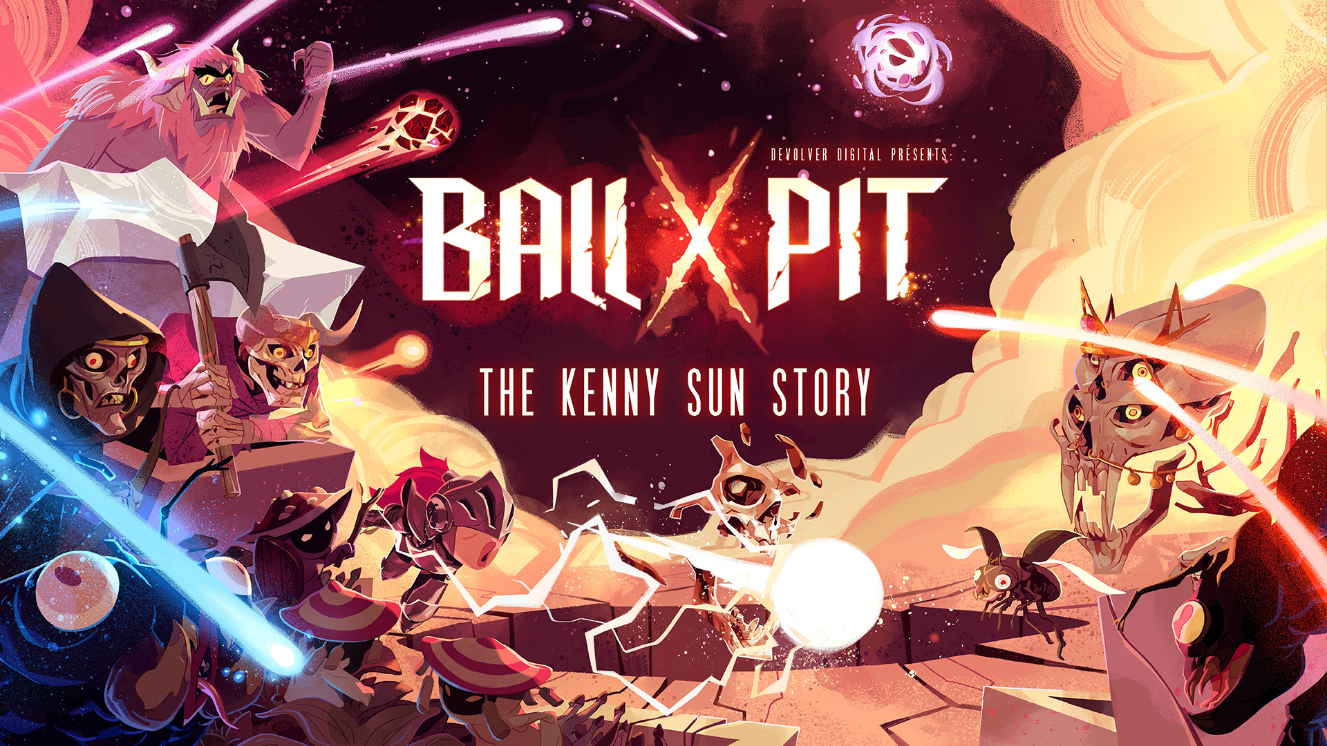 Devolver Digital banner for the Ball x Pit: The Kenny Sun Story showcase