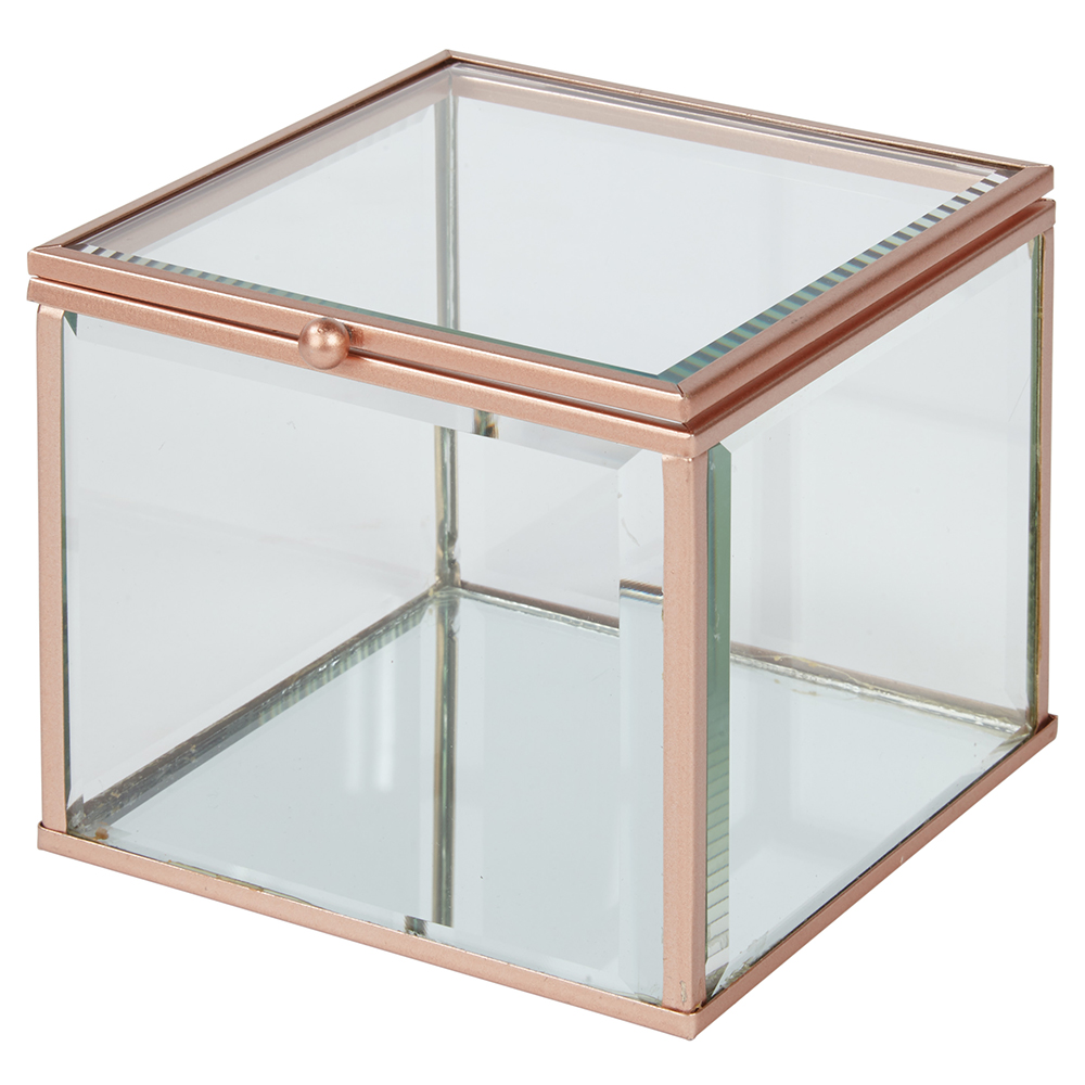 trinket box in brass with glass cube box