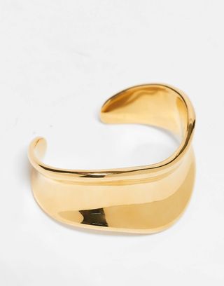 Accessorize Z Stainless Steel Gold Plated Molten Cuff in Gold