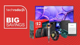Collage of tech from the Argos Christmas sale, including a Samsung TV, Nintendo Switch 2, Kindle, Dyson hair dryer and Google Pixel phone.
