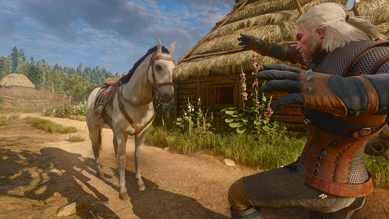 Geralt dazzles a horse.