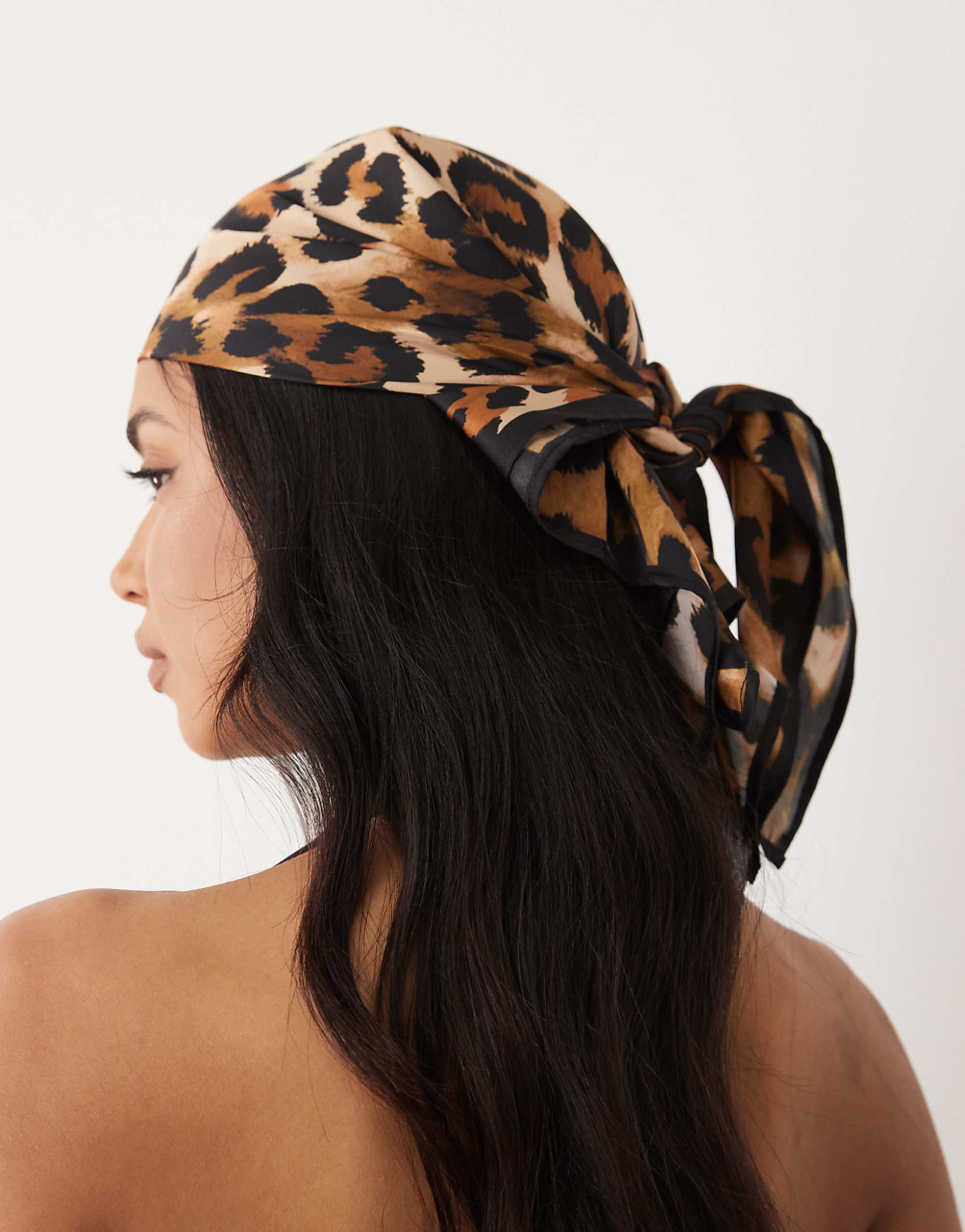 Asos Design Medium Headscarf in Leopard Print