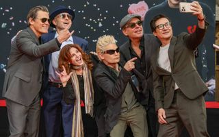 Josh Brolin, Jeff Cohen, Kerri Green, Corey Feldman, Chris Columbus, and Ke Huy Quan attend the hand/footprint in cement ceremony for actor Ke Huy Quan