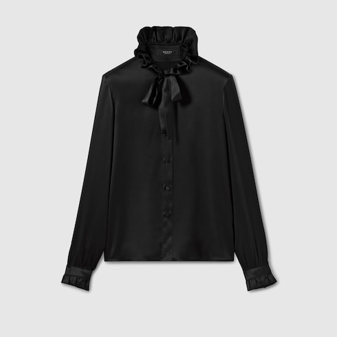 Silk Satin Shirt With Bow