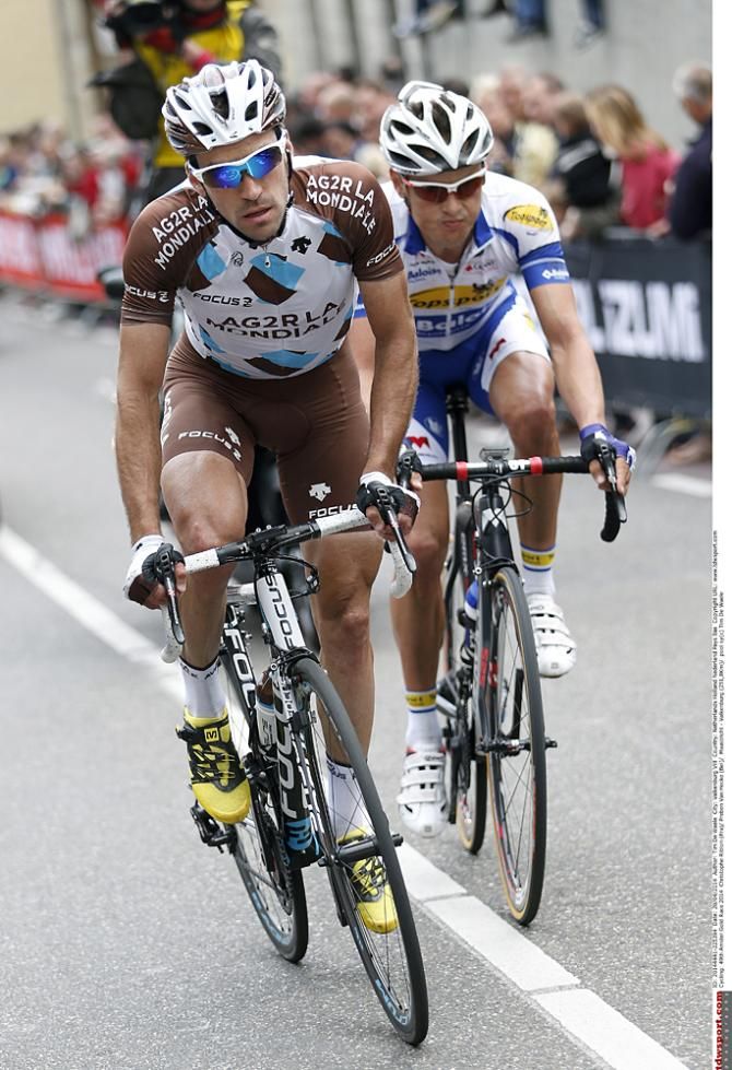 Christophe Riblon (AG2R) away with Preben Van Hecke (Topsport Vlaanderen)