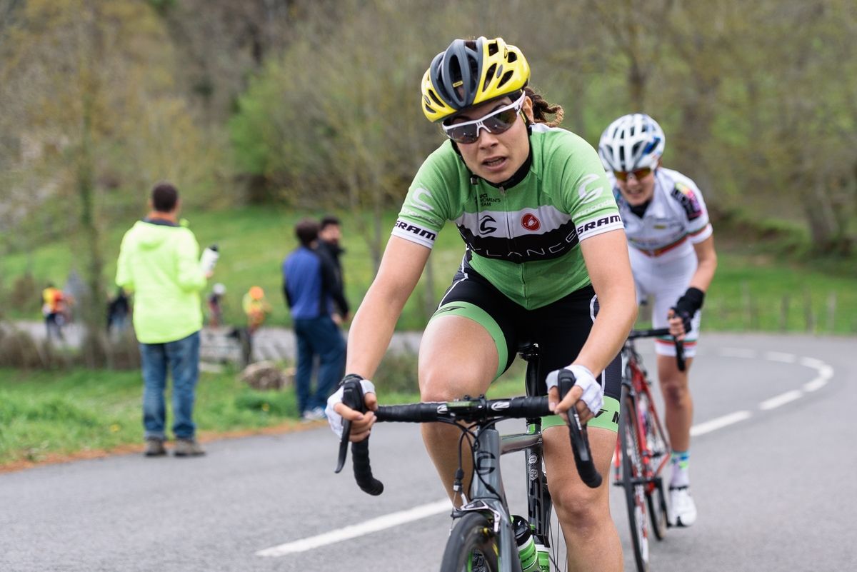 Sheyla Gutierrez approaches the top of the categorised climb
