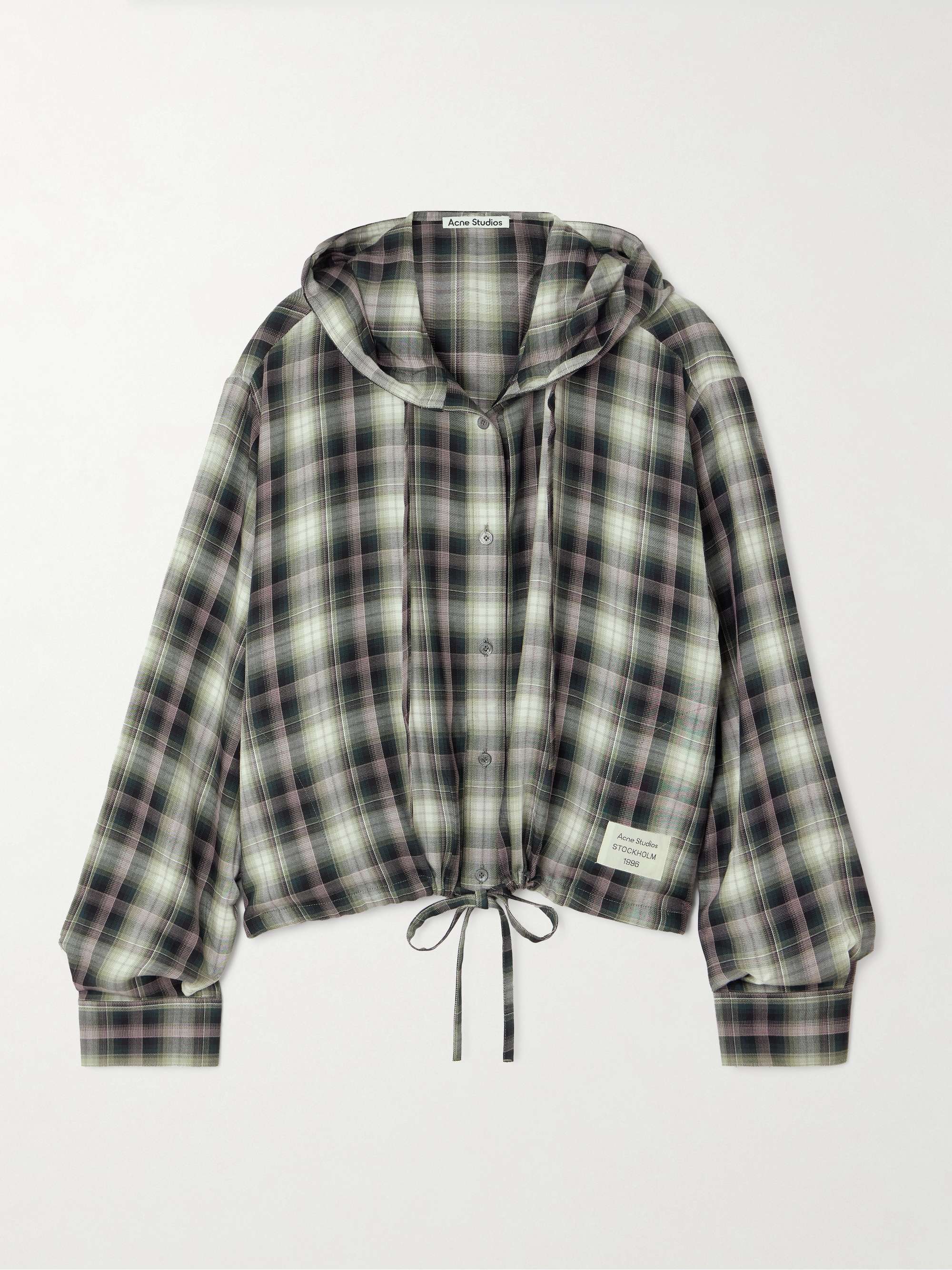 Hooded Appliqu&amp;eacute;d Checked Woven Shirt