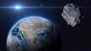 A large asteroid flying safely by Earth.