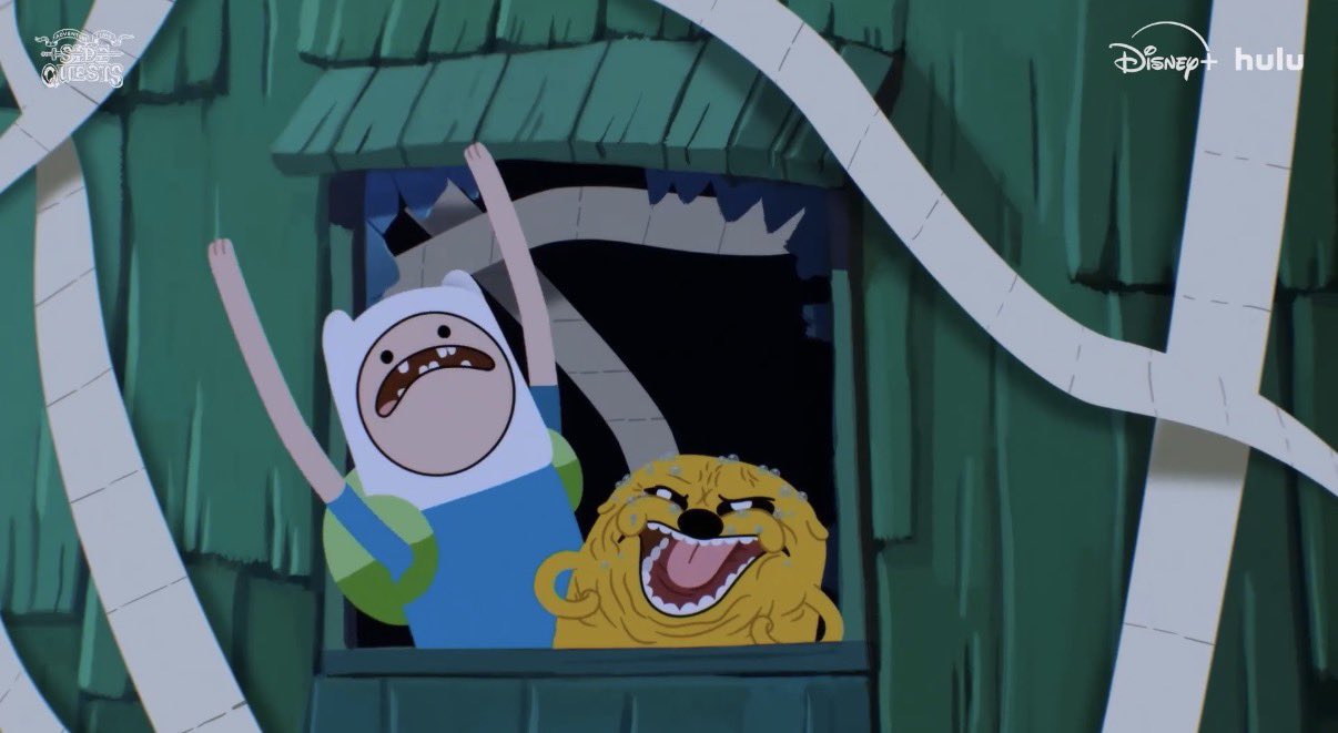 Previews of Jake the Dog and Finn the Human in the new Adventure Time: Side Quests series.