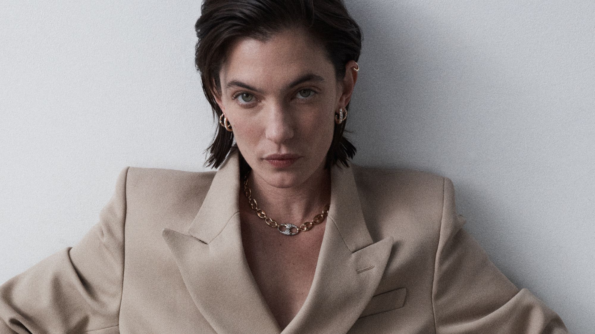 a model wearing everyday investment jewellery from lucy delius