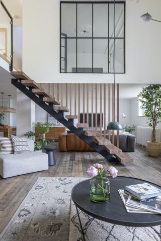simple staircase in a modern open plan home