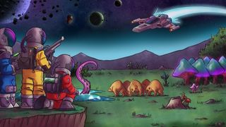 The space-adventuresome key art for Approaching Infinity