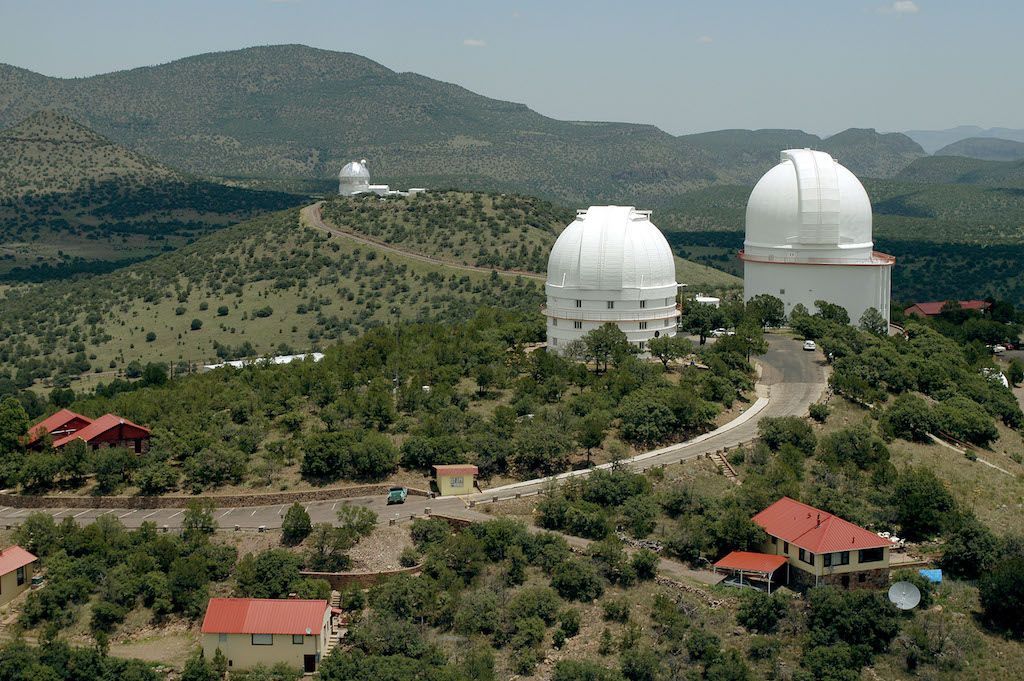 The large telescope domes of McDonald Observatory.