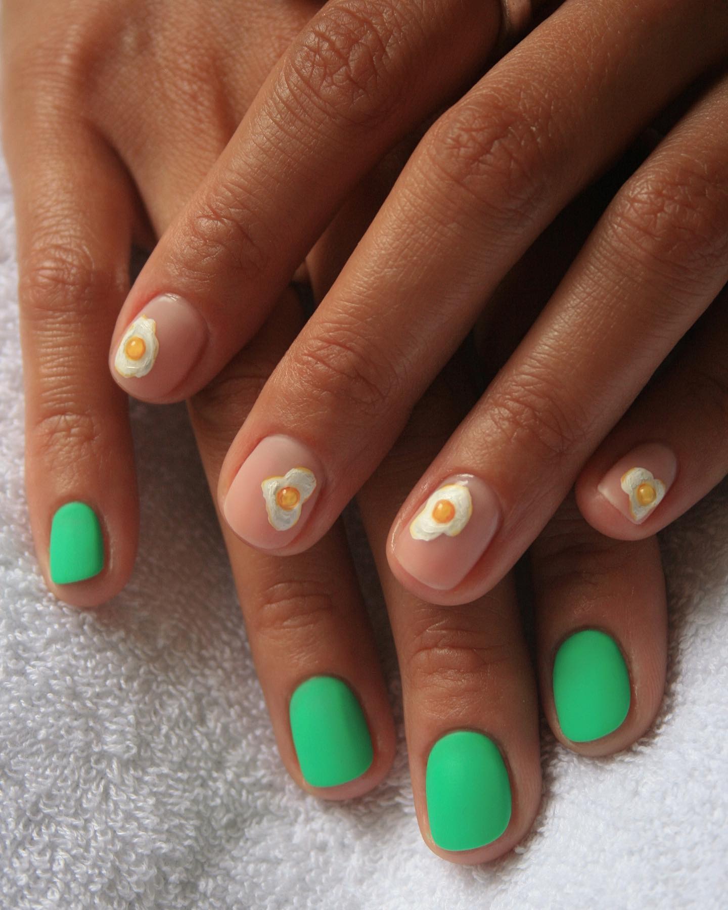 A picture of egg-inspired nail art